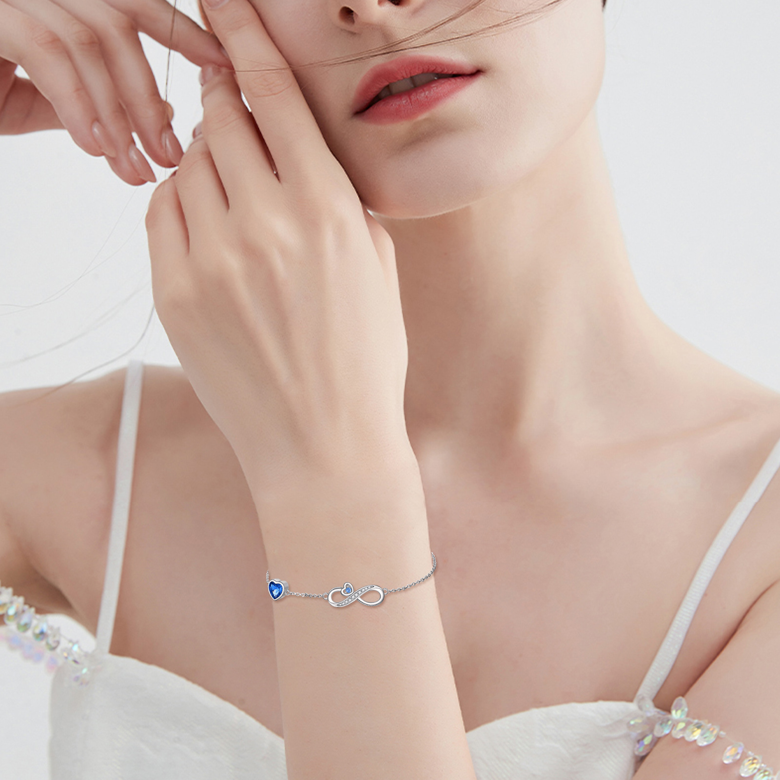 Sterling Silver Infinity Bracelet with Heart Charm